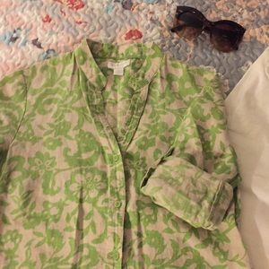 Charter Club linen tunic button down blouse